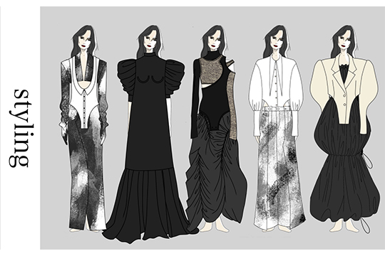織田ファッション専門学校のファッションデザイン科の学生が制作した衣装の企画資料