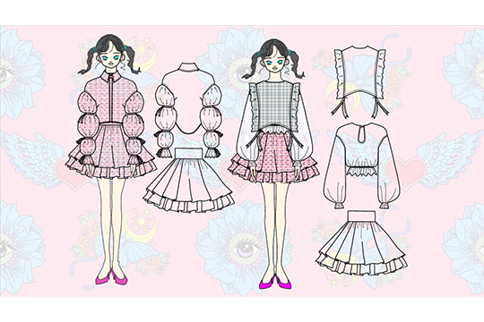 織田ファッション専門学校のファッションテクニカル科の学生が制作した衣装の企画資料