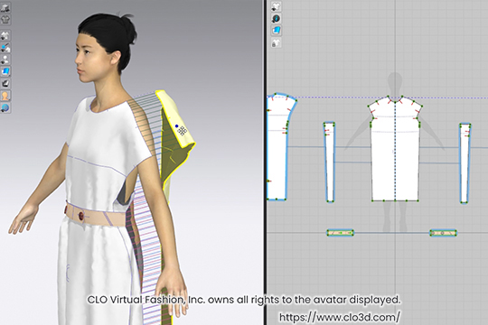 織田ファッション専門学校ファッションデザイン科の学生が操作するCADの画面