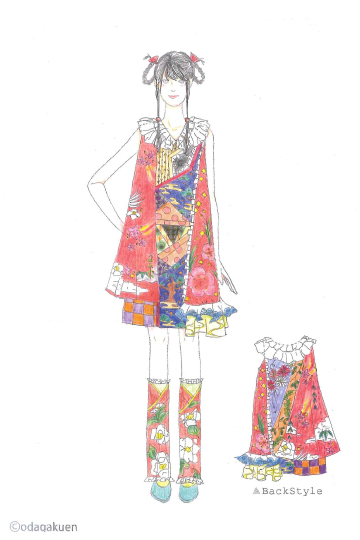織田ファッション専門学校が主催のファッションデザインコンテスト2023グランプリのデザイン画