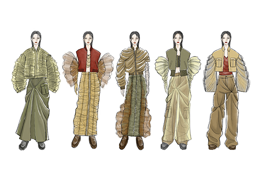 織田ファッション専門学校ファッションデザイン科の学生が描いたファッションデザイン画