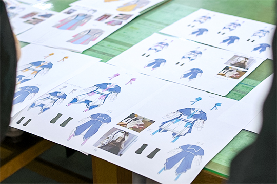 織田ファッション専門学校ファッションテクニカル科学生がデザインしたアイルドル衣装のデザイン画